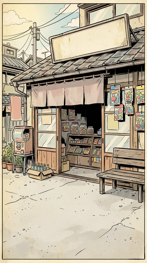 駄菓子屋「とめや」の店先(生成AIの画像)