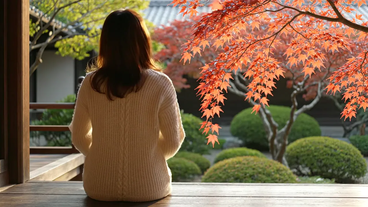 京都の中庭、窓辺のコーヒー、夕暮れの帰り道をつなぐ「あいだの光」のミュージックビデオ(生成AIの映像)